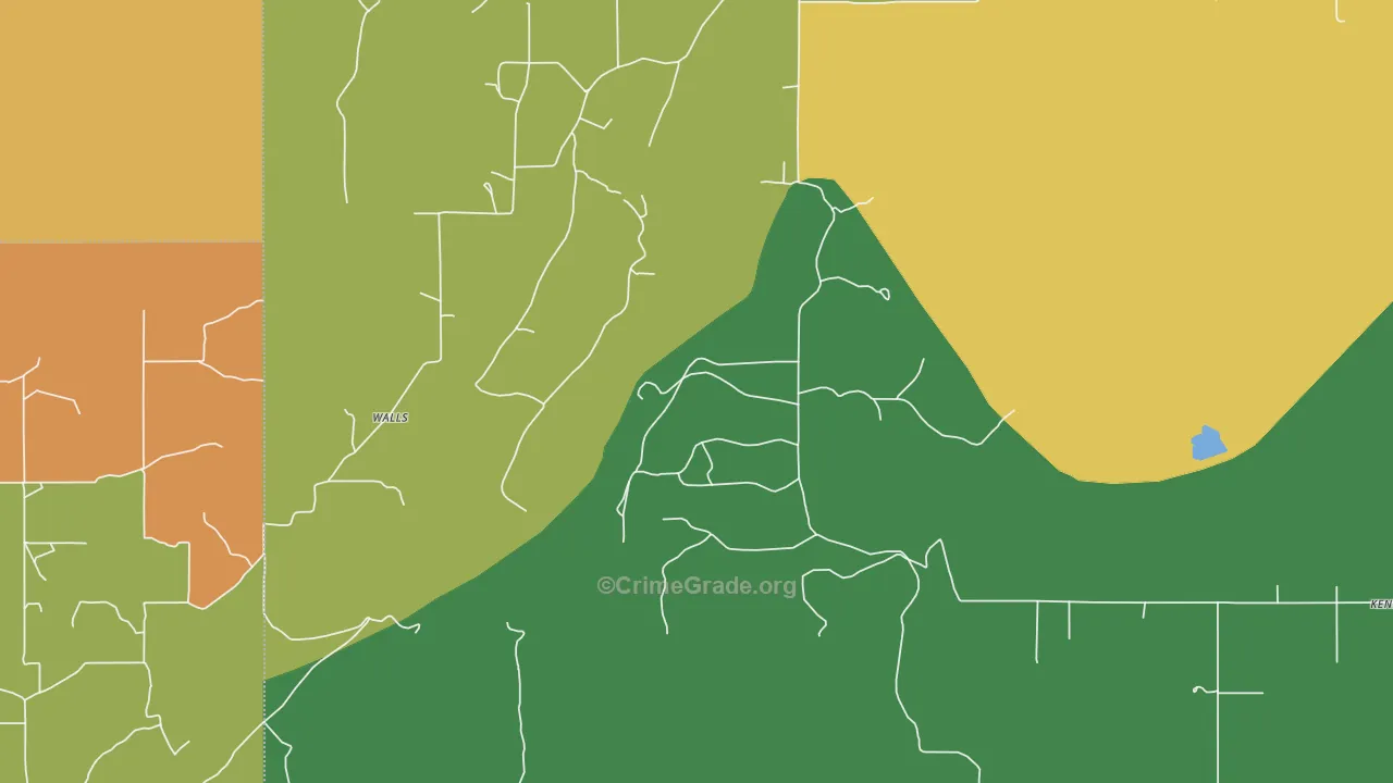 Walls, OK Map of Robbery Rates