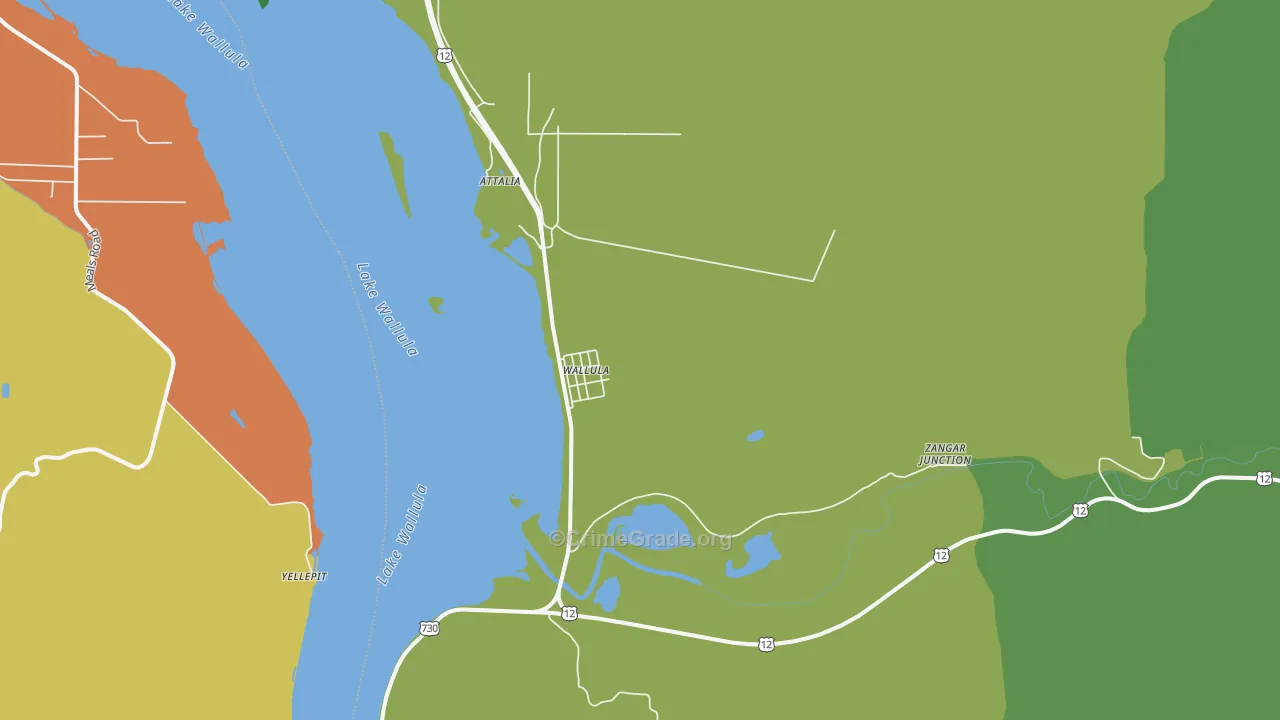 Wallula, WA Map of Robbery Rates