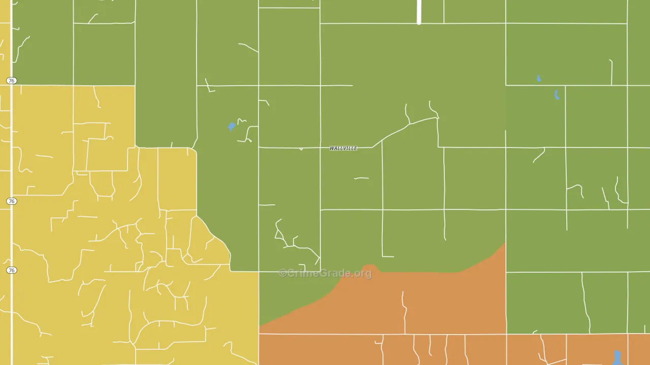 Wallville, OK Map of Robbery Rates