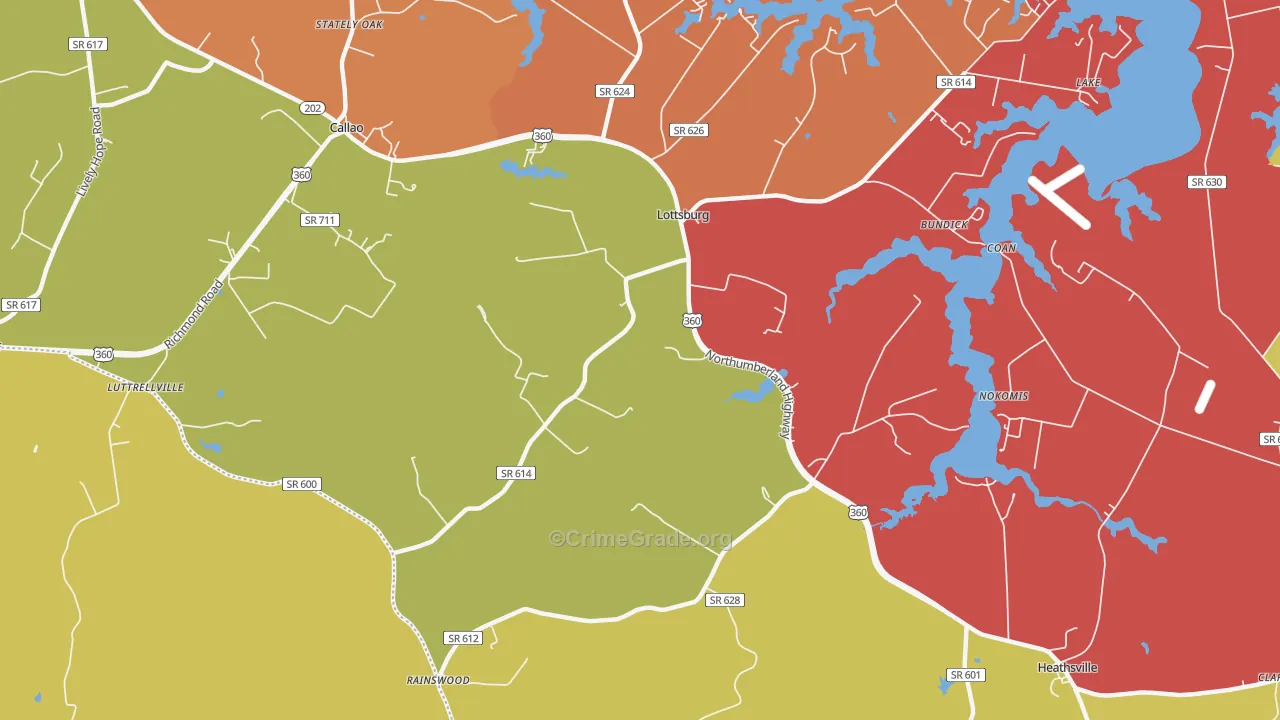 Walmsley, VA Map of Robbery Rates