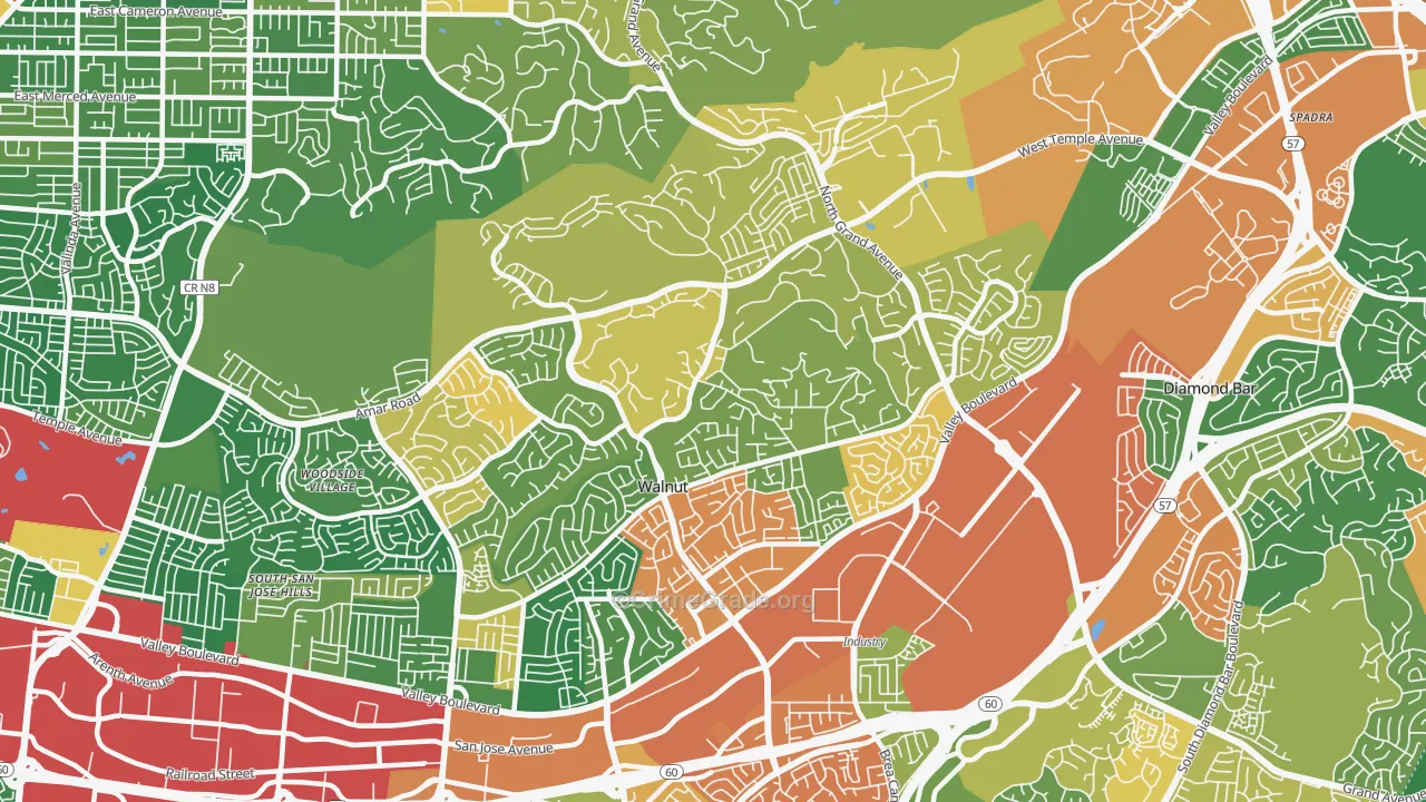 Walnut, CA Map of Robbery Rates