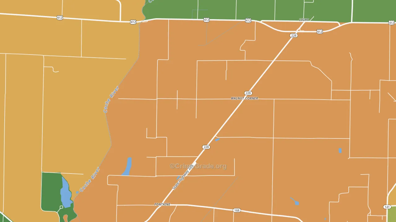 Walnut Corner, AR Map of Robbery Rates