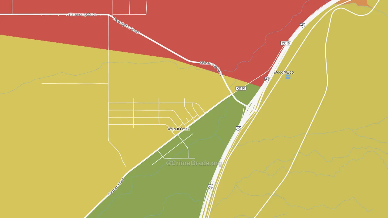 Walnut Creek, AZ Map of Robbery Rates