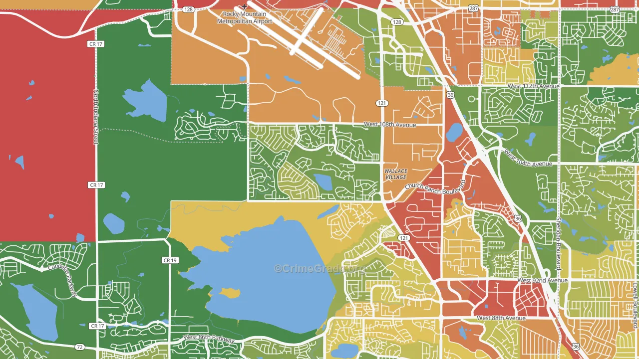 Walnut Grove, Broomfield, CO Map of Robbery Rates
