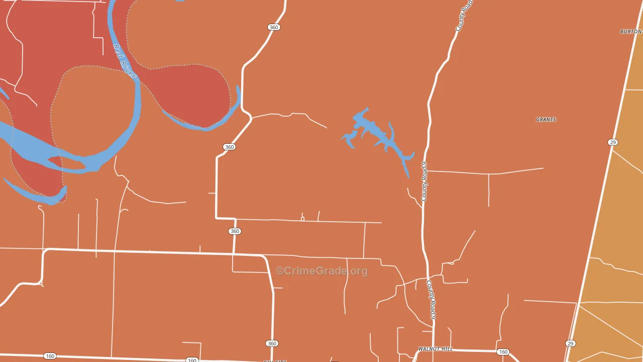 Walnut Hill, AR Map of Robbery Rates