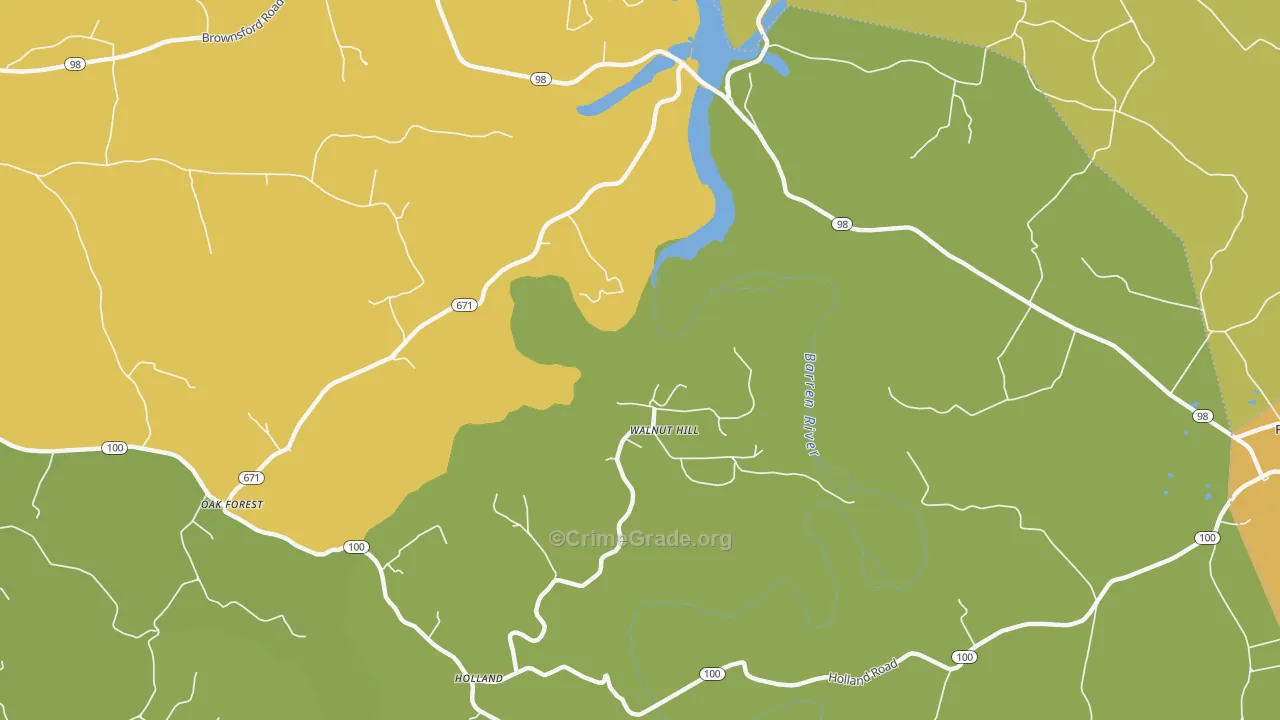 Walnut Hill, KY Map of Robbery Rates