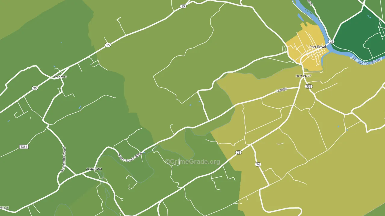 Walnut, PA Map of Robbery Rates