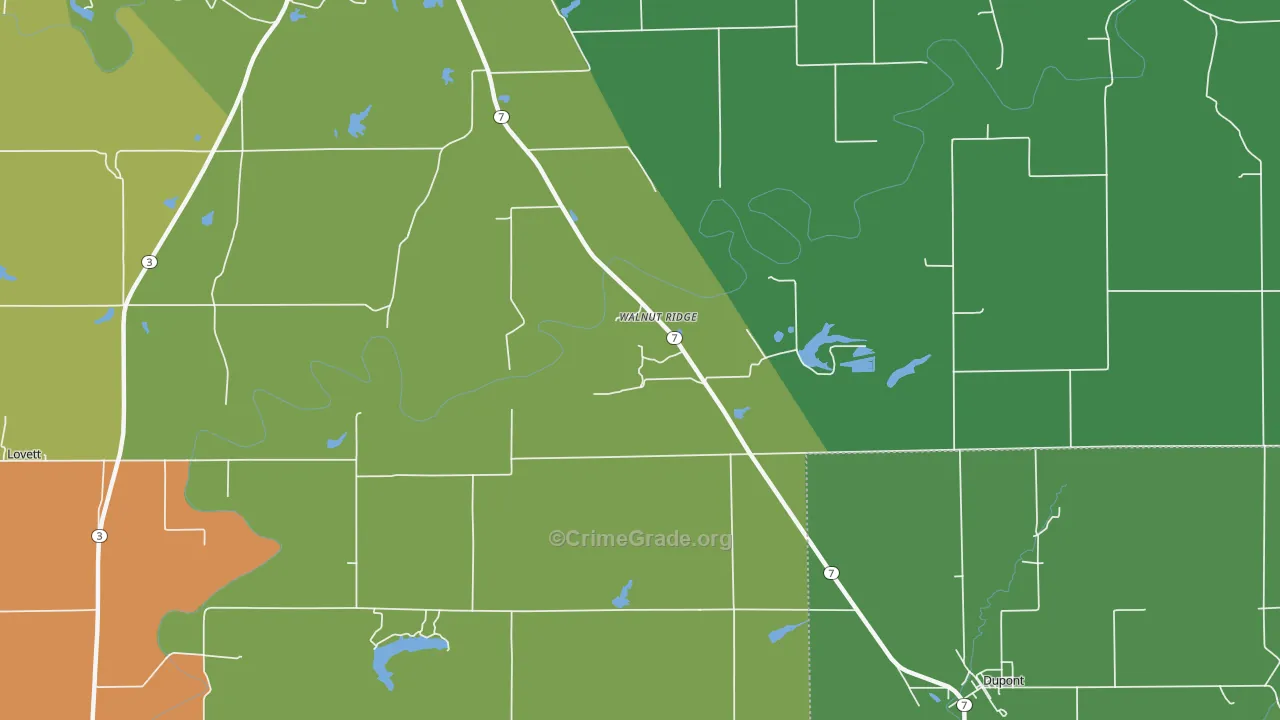 Walnut Ridge, IN Map of Robbery Rates