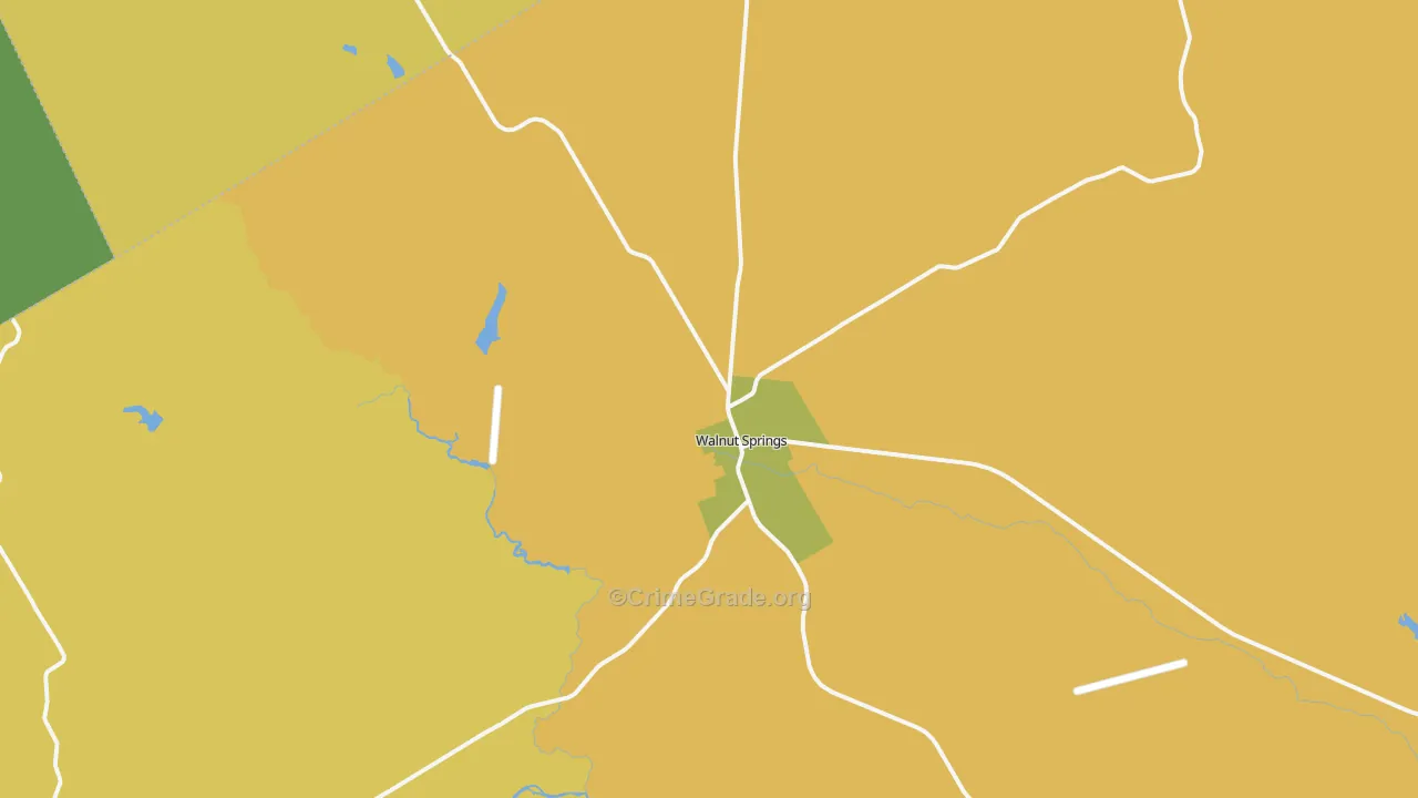 Walnut Springs, TX Map of Robbery Rates