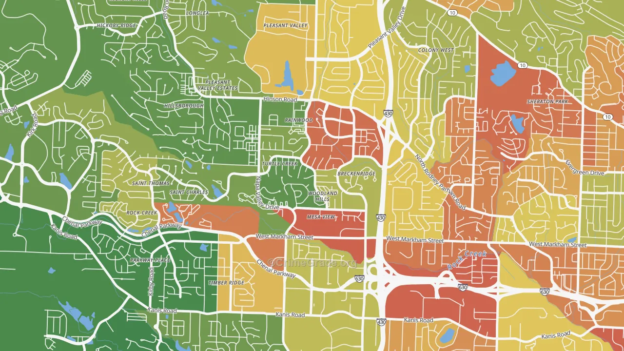 Walnut Valley, Little Rock, AR Map of Robbery Rates