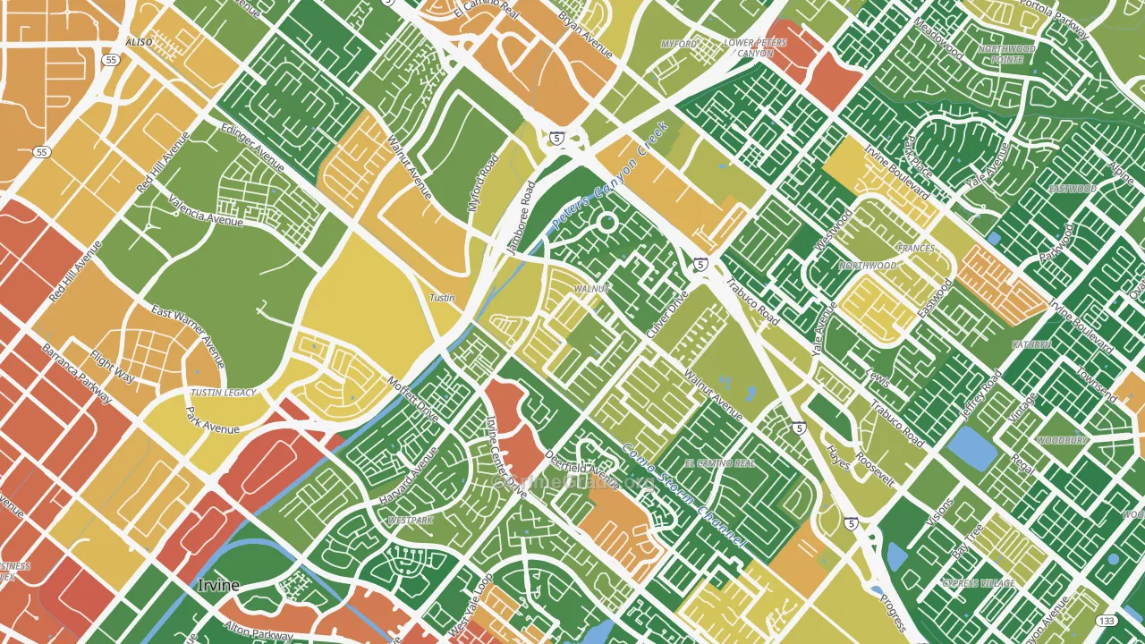 Walnut Village, Irvine, CA Map of Robbery Rates