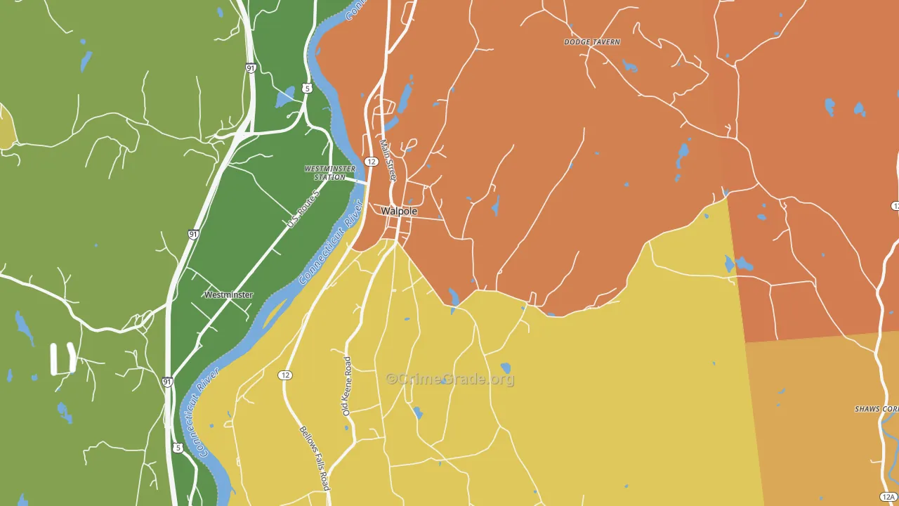 Walpole, NH Map of Robbery Rates