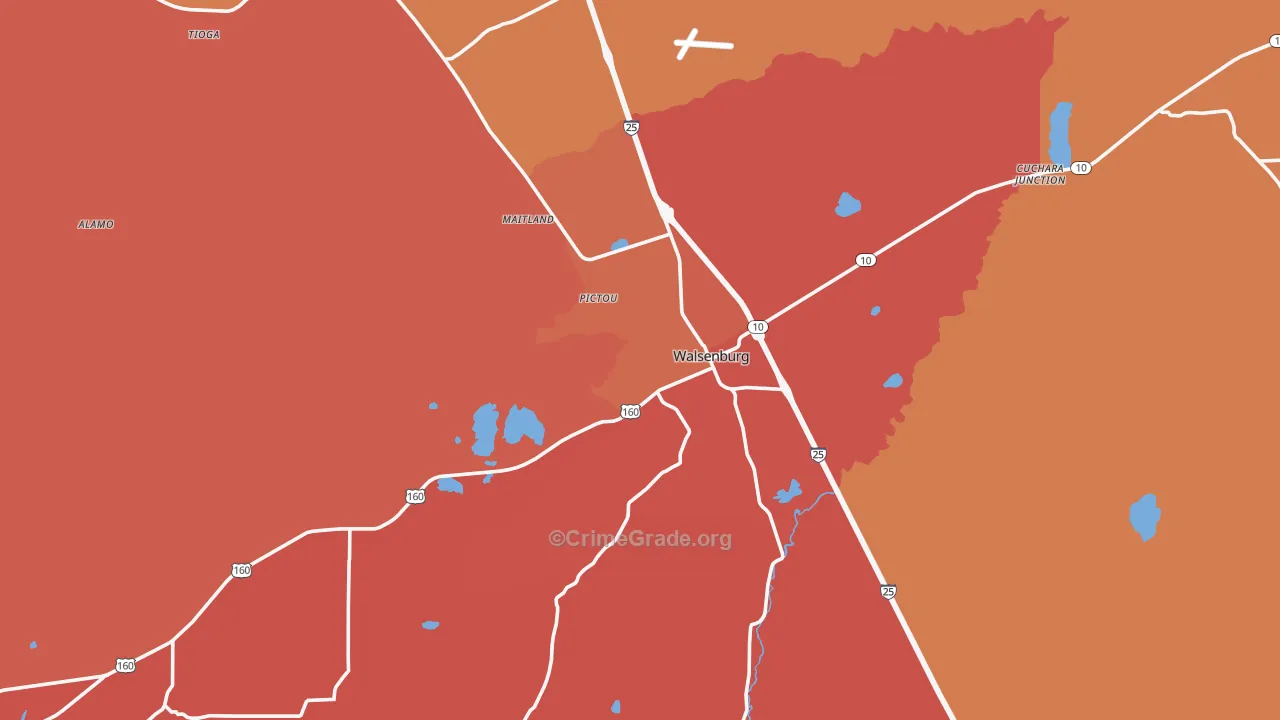 Walsenburg, CO Map of Robbery Rates