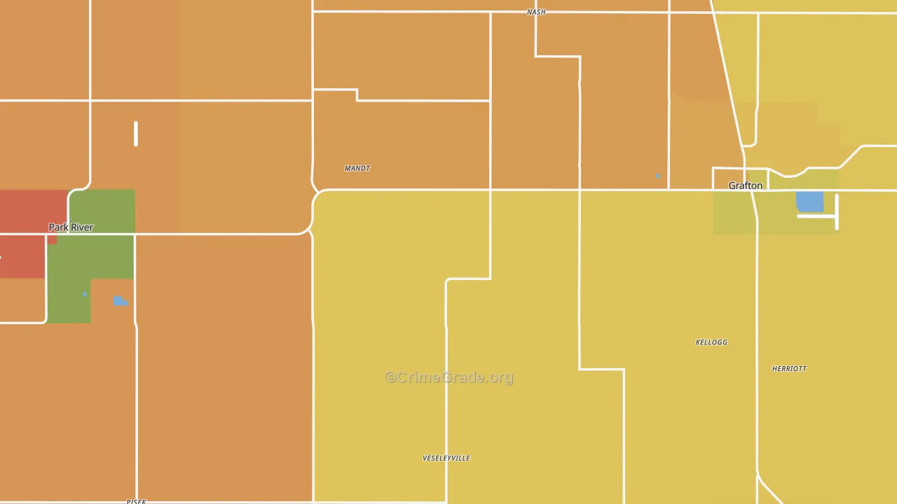 Walsh County, ND Map of Robbery Rates