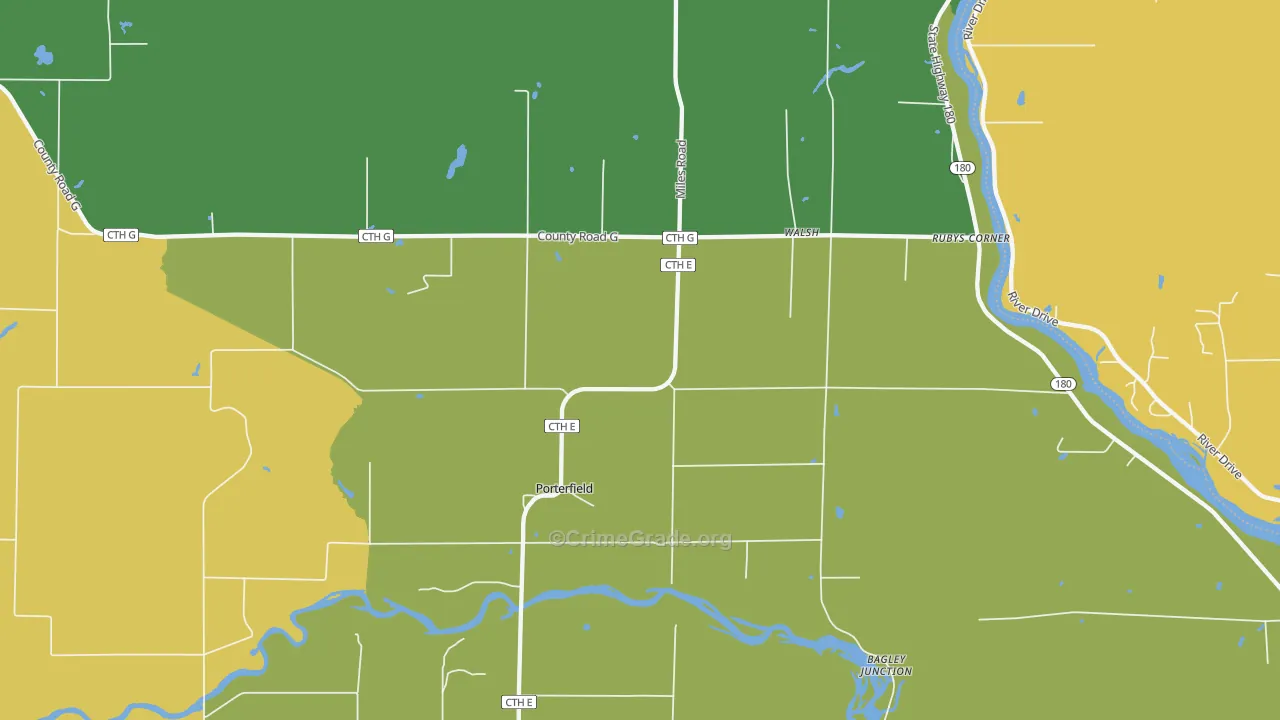 Walsh, WI Map of Robbery Rates