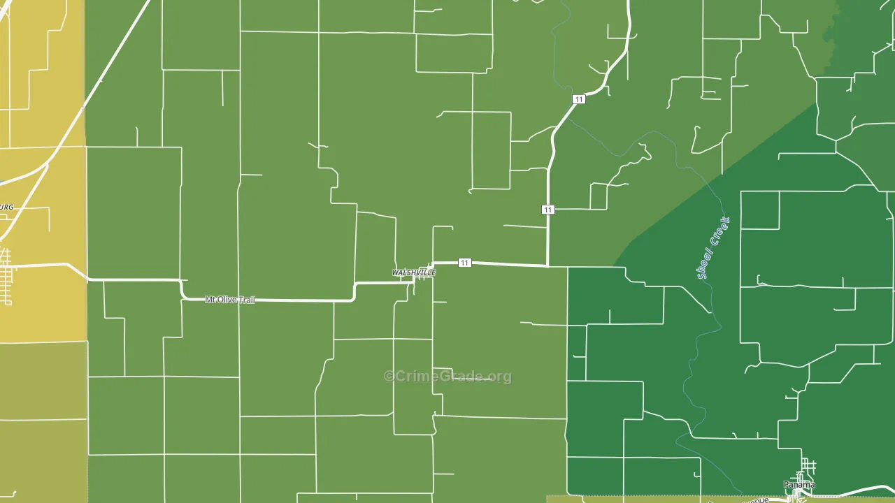 Walshville, IL Map of Robbery Rates