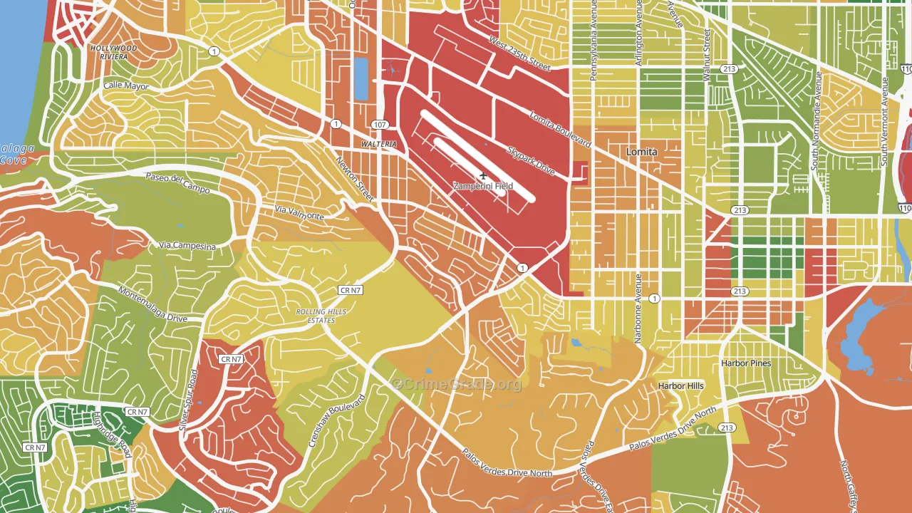 Walteria, Torrance, CA Map of Robbery Rates