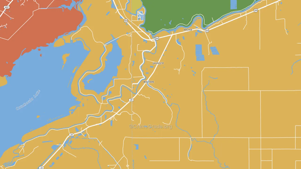 Walters, LA Map of Robbery Rates