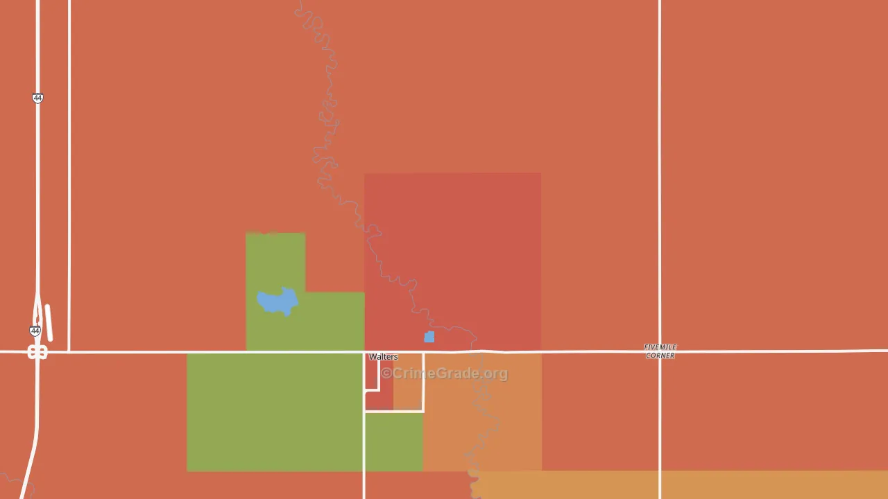 Walters, OK Map of Robbery Rates
