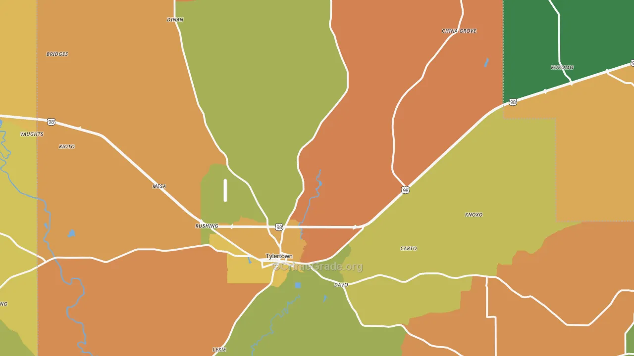 Walthall County, MS Map of Robbery Rates