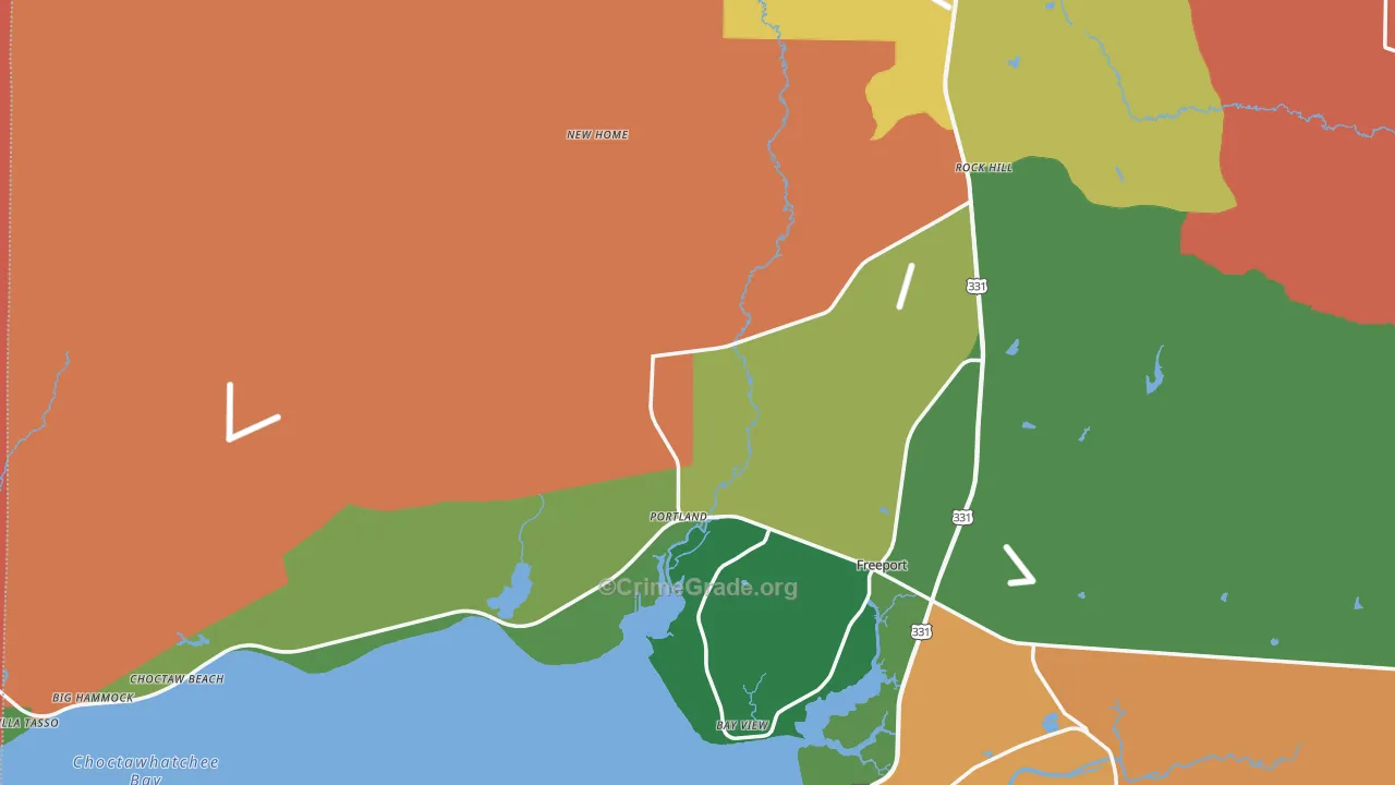 Walton County, FL Map of Robbery Rates