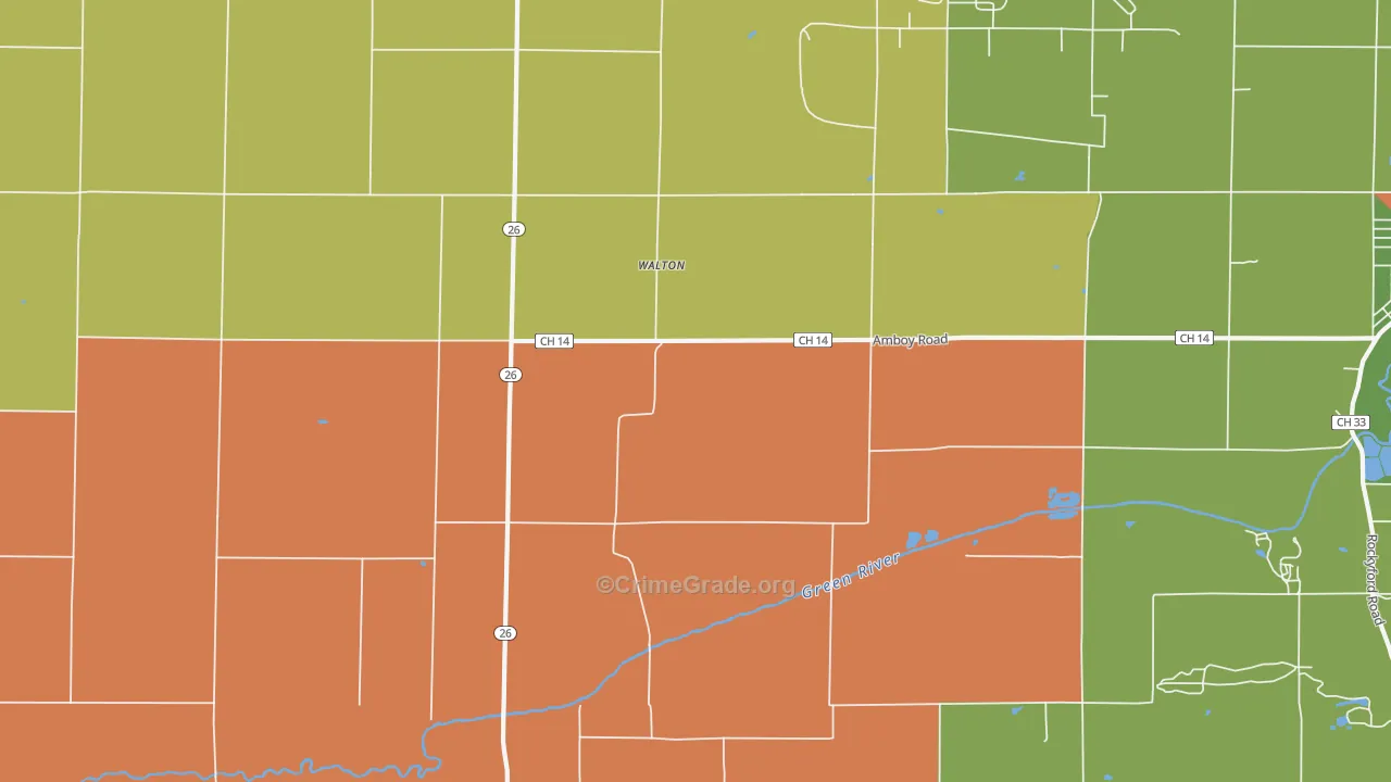 Walton, IL Map of Robbery Rates