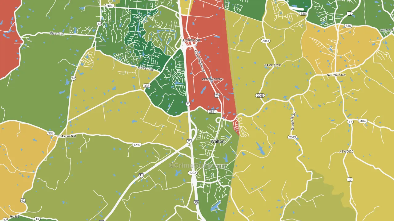 Walton, KY Map of Robbery Rates