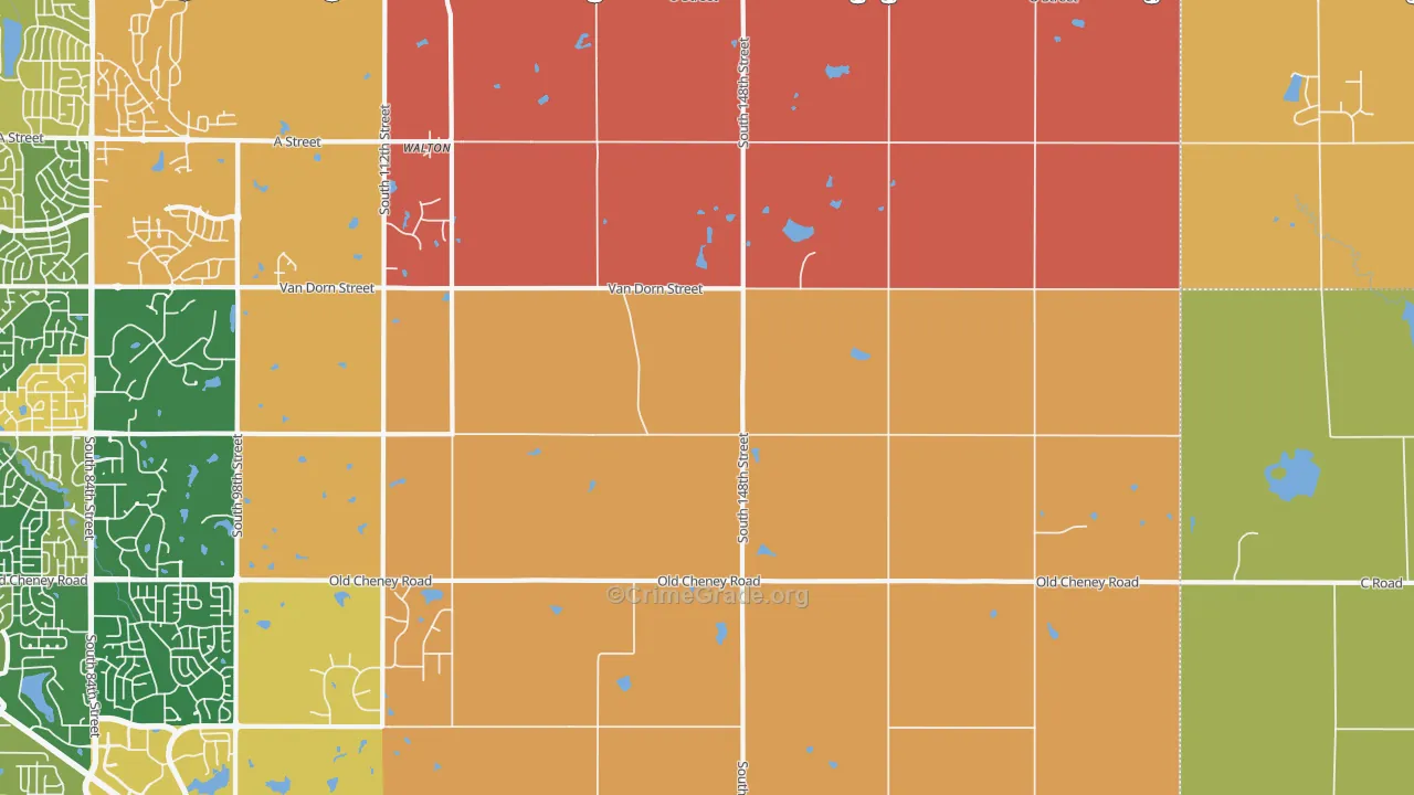 Walton, NE Map of Robbery Rates