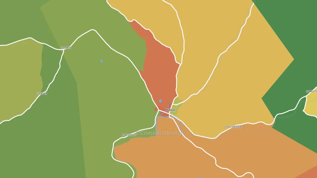 Walton, NY Map of Robbery Rates
