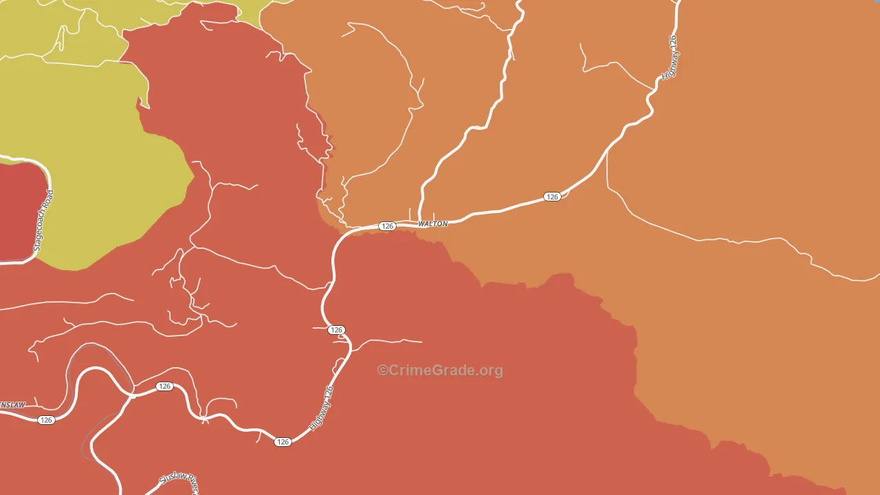 Walton, OR Map of Robbery Rates