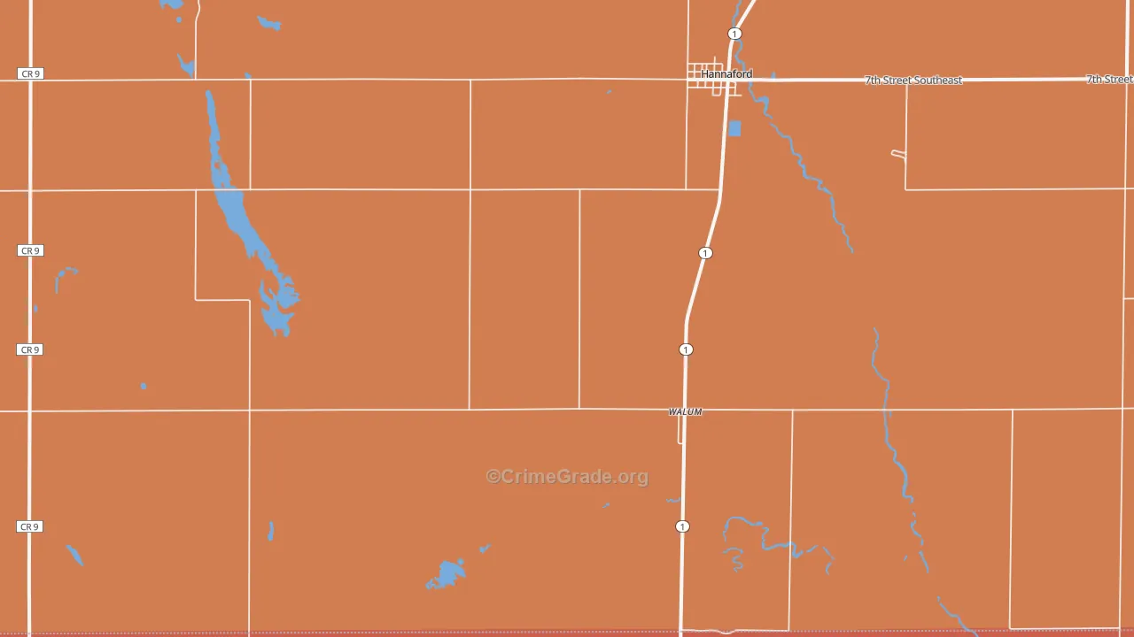 Walum, ND Map of Robbery Rates