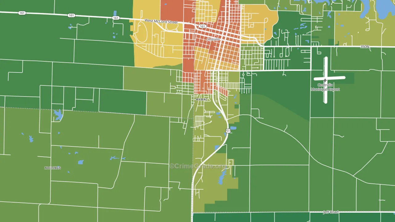 Wamac, IL Map of Robbery Rates