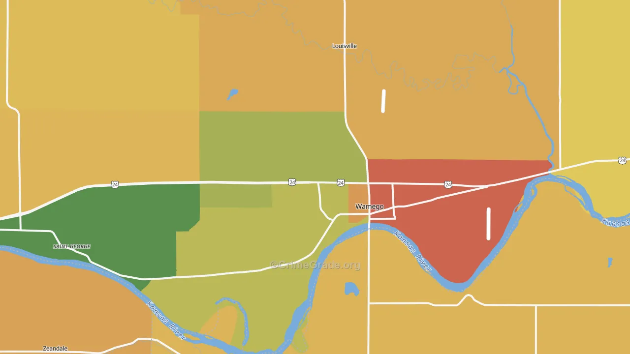 Wamego, KS Map of Robbery Rates