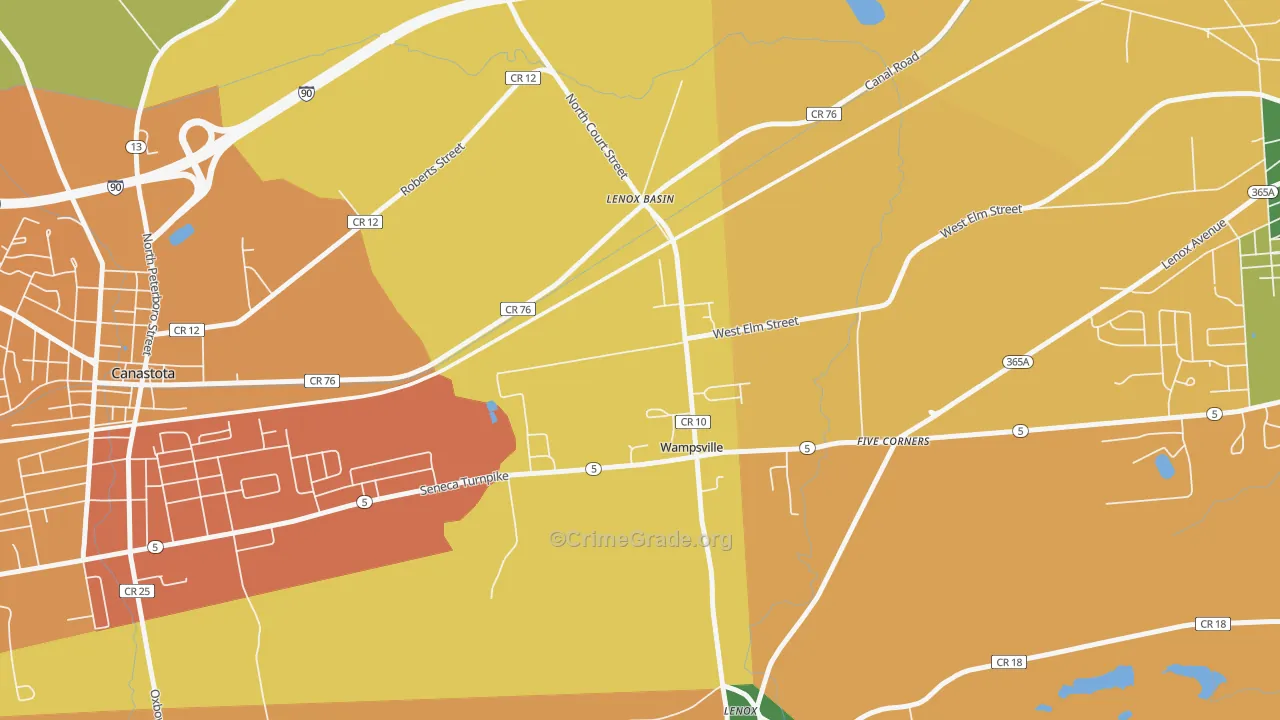 Wampsville, NY Map of Robbery Rates