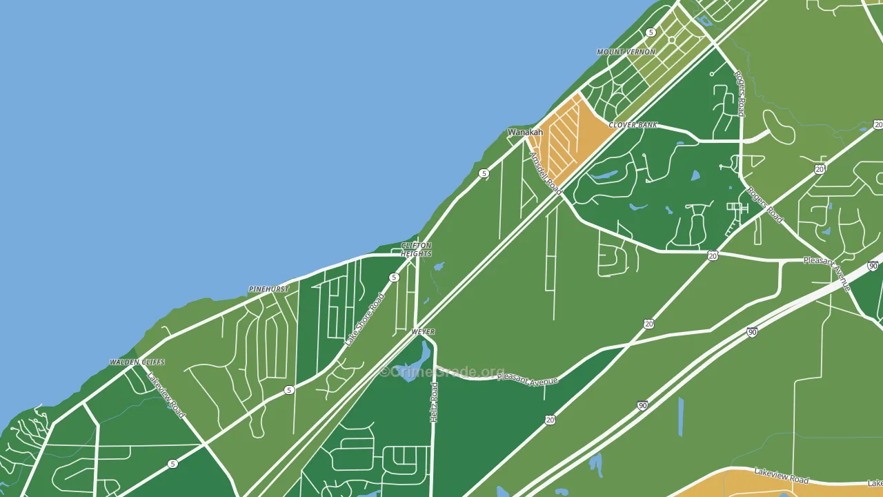 Wanakah, NY Map of Robbery Rates