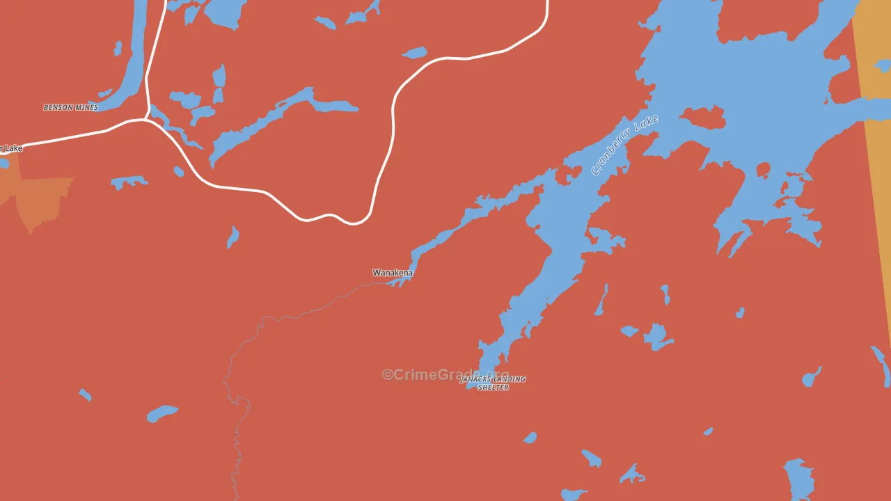 Wanakena, NY Map of Robbery Rates