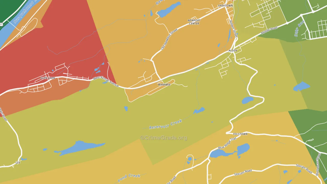 Wanamie, PA Map of Robbery Rates