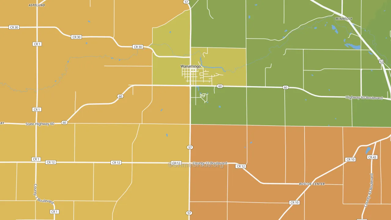 Wanamingo, MN Map of Robbery Rates