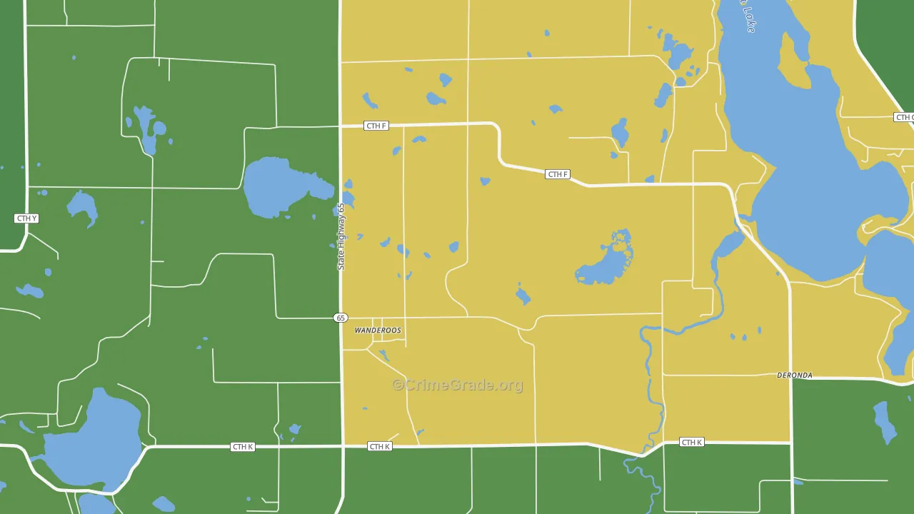 Wanderoos, WI Map of Robbery Rates