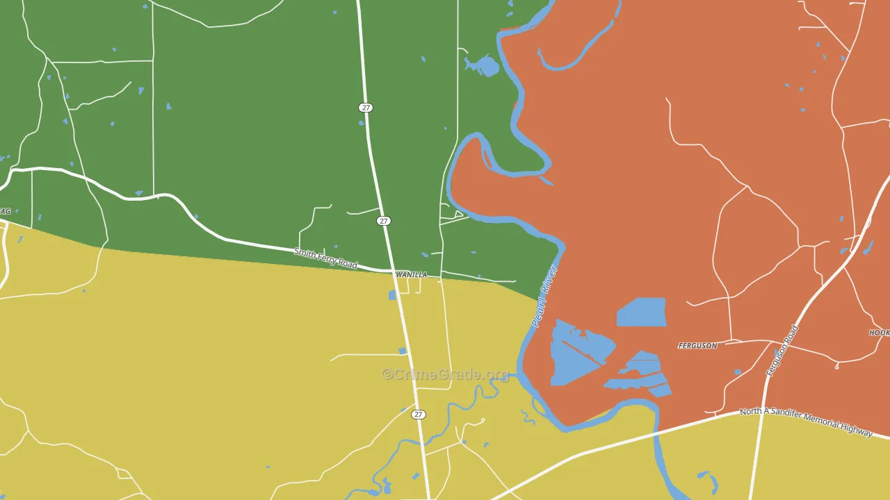 Wanilla, MS Map of Robbery Rates