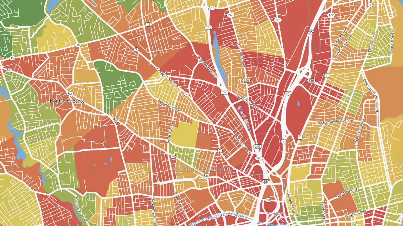 Wanskuck, Providence, RI Map of Robbery Rates