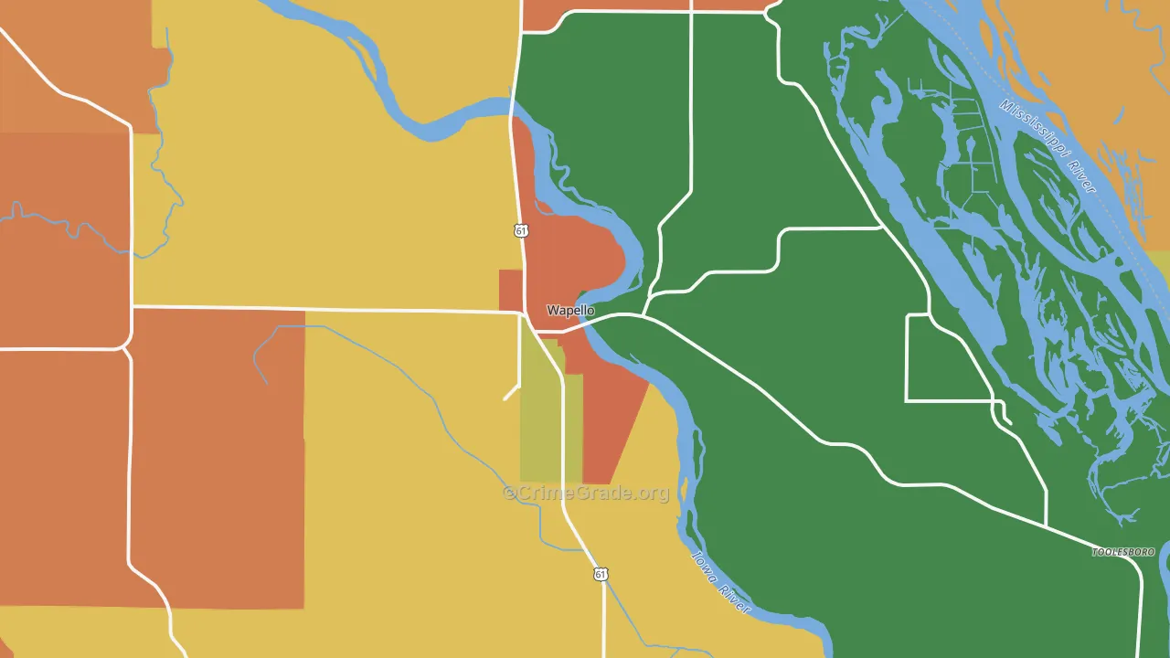 Wapello, IA Map of Robbery Rates