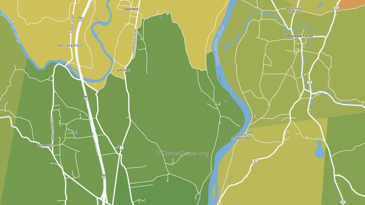 Wapping, MA Map of Robbery Rates