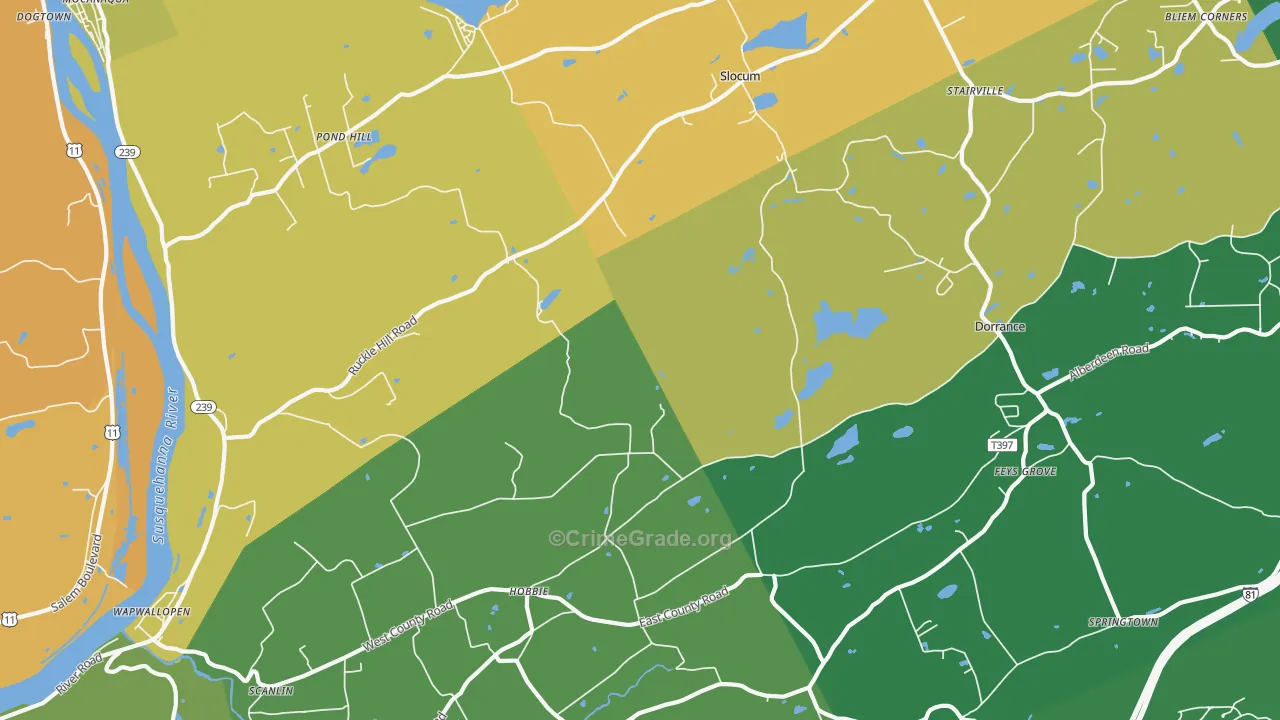 Wapwallopen, PA Map of Robbery Rates