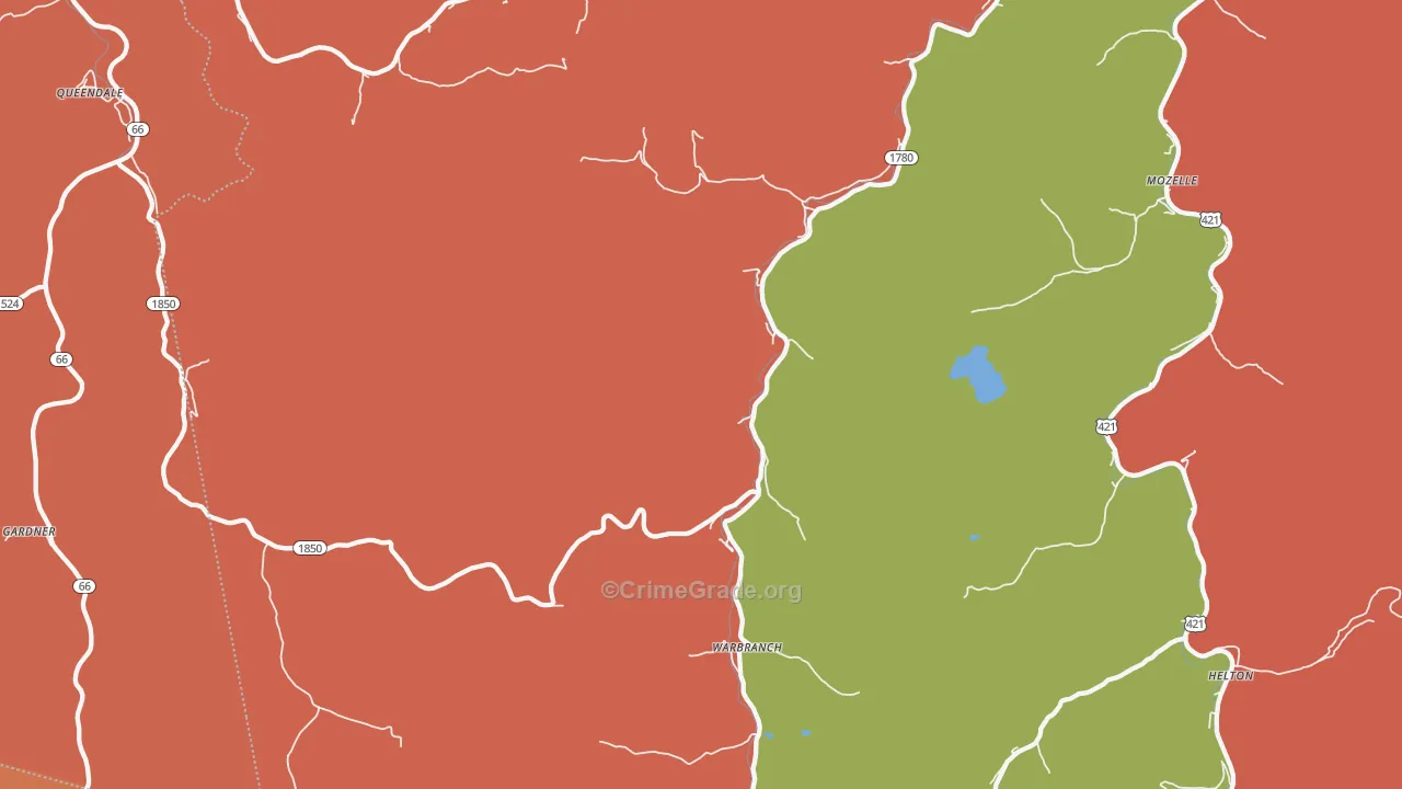 Warbranch, KY Map of Robbery Rates