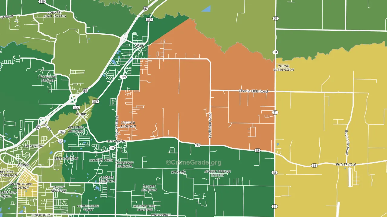 Ward, AR Map of Robbery Rates