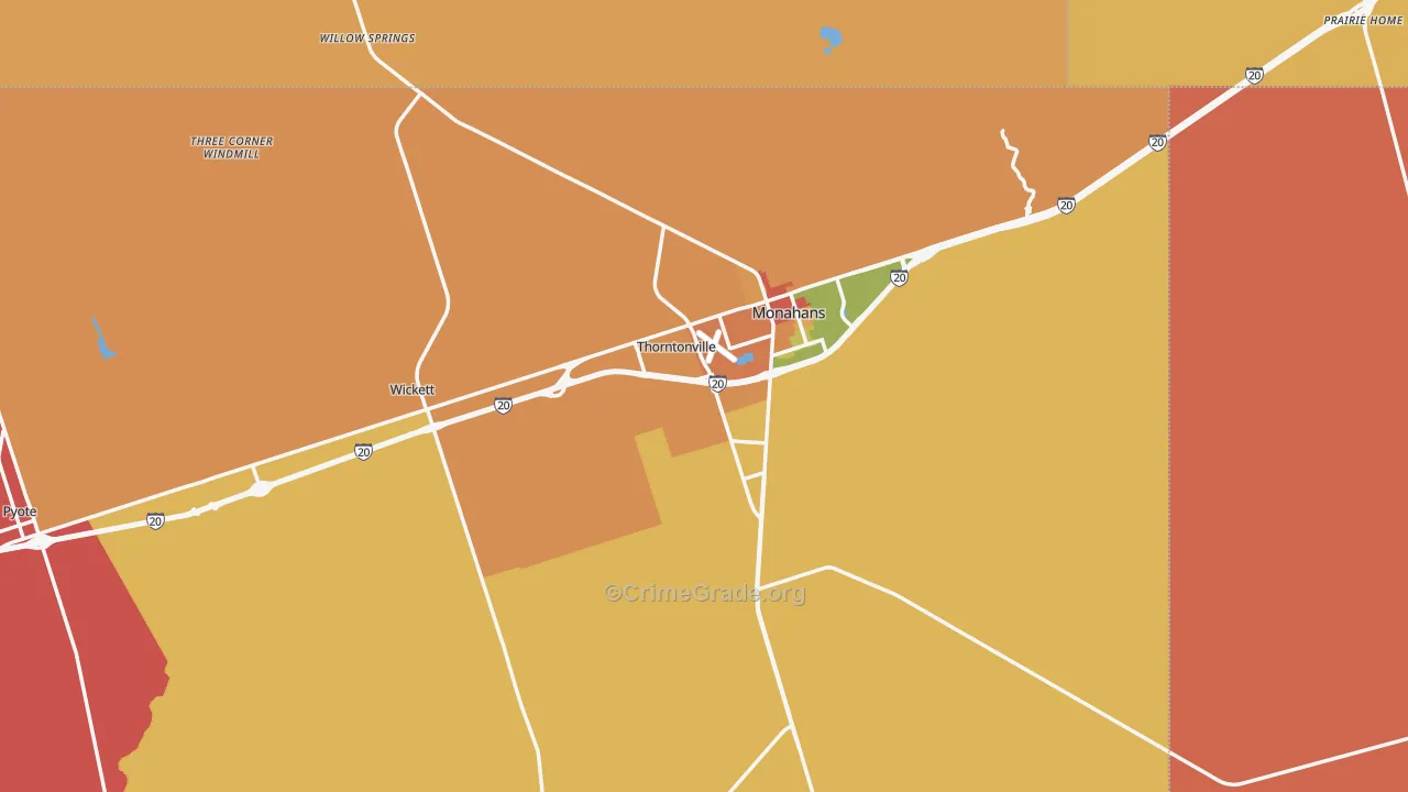 Ward County, TX Map of Robbery Rates
