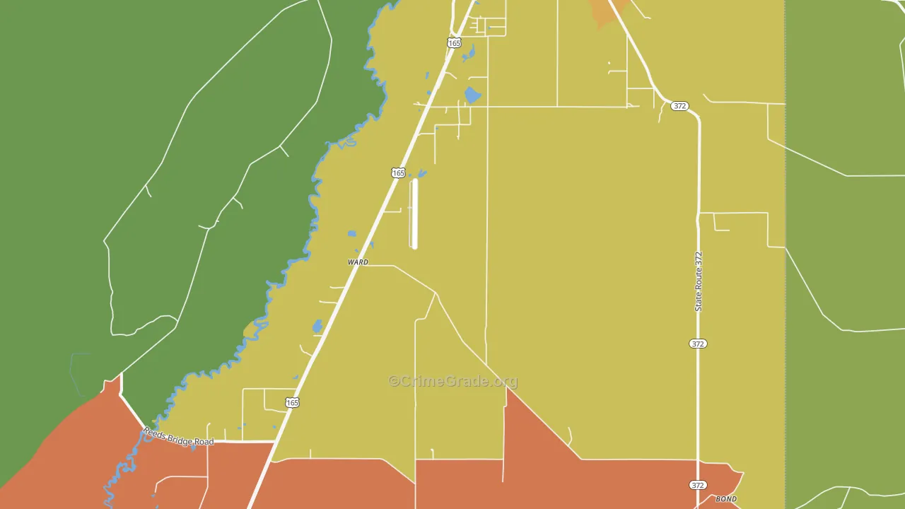 Ward, LA Map of Robbery Rates