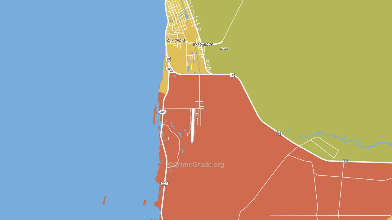 Ward Ridge, FL Map of Robbery Rates