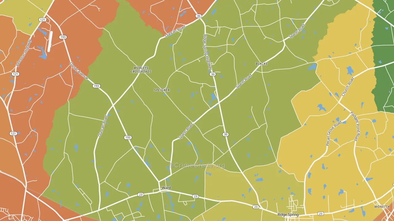 Ward, SC Map of Robbery Rates